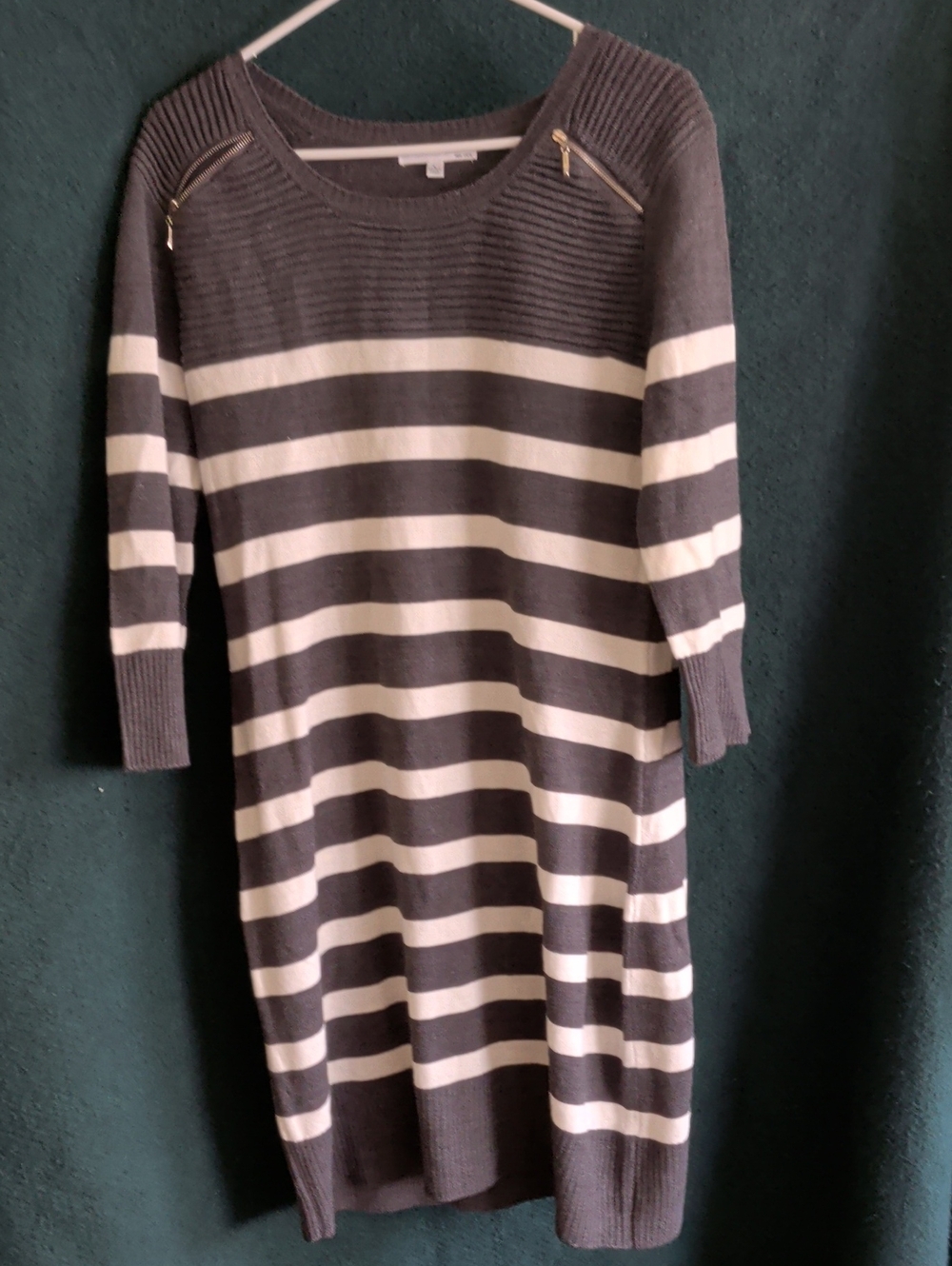 Studio One Striped Midi Dress - Gray & White
